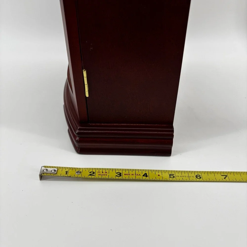 Vintage Mahogany Wood Jewelry Armoire Chest - Etched Glass Door & 5 Drawers